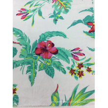 Lino / rayón mezclado flor impresa tela para ropa, sofá, amortiguador